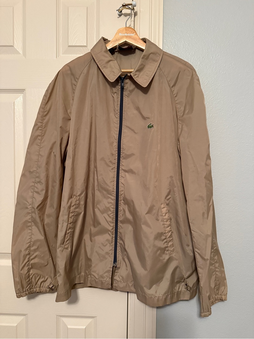 Vintage Izod Lacoste Jacket Mens XL Beige Windbreaker Taiwan 70s 80s Breathable